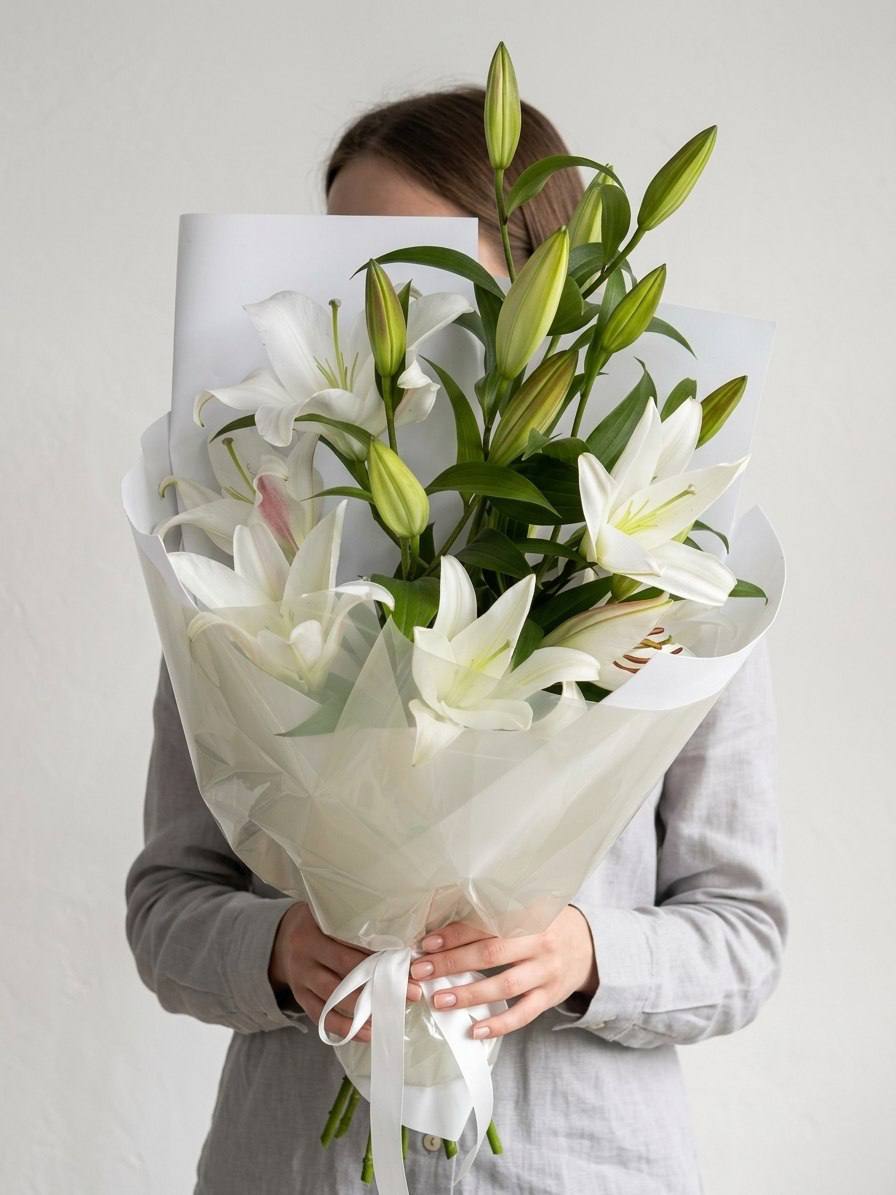 Моно-букет из розовых лилий